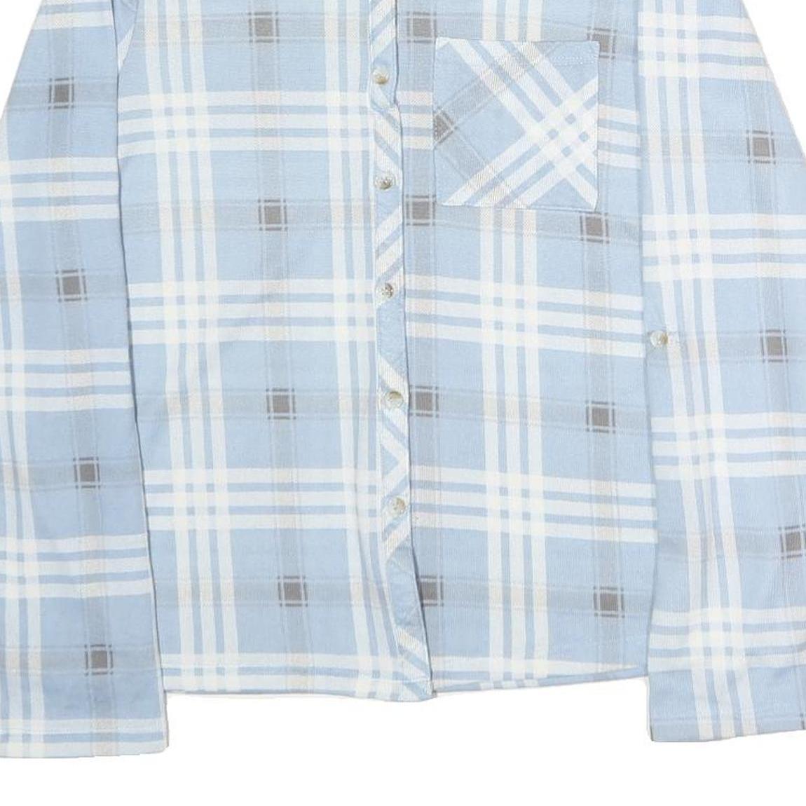 CHICOREE Womens Blue & White Check Shirt M Cotton Blend Button Long Sleeve