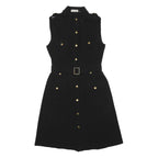 CALVIN KLEIN Womens Black Sleeveless Shirt Dress Polyester Blend Belted S