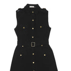 CALVIN KLEIN Womens Black Sleeveless Shirt Dress Polyester Blend Belted S