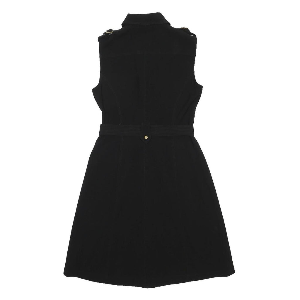 CALVIN KLEIN Womens Black Sleeveless Shirt Dress Polyester Blend Belted S
