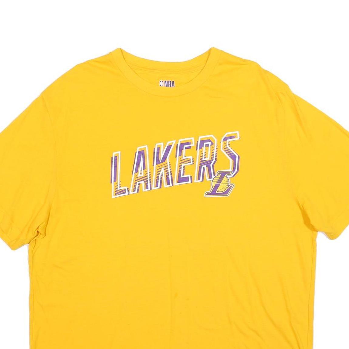 NBA Mens Yellow Lakers Graphic T-Shirt XL Short Sleeve Crew Neck Basketball