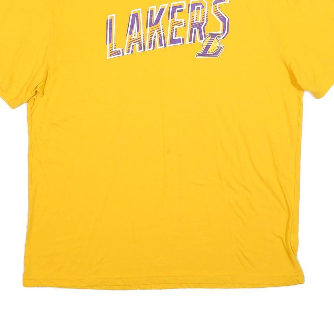 NBA Mens Yellow Lakers Graphic T-Shirt XL Short Sleeve Crew Neck Basketball