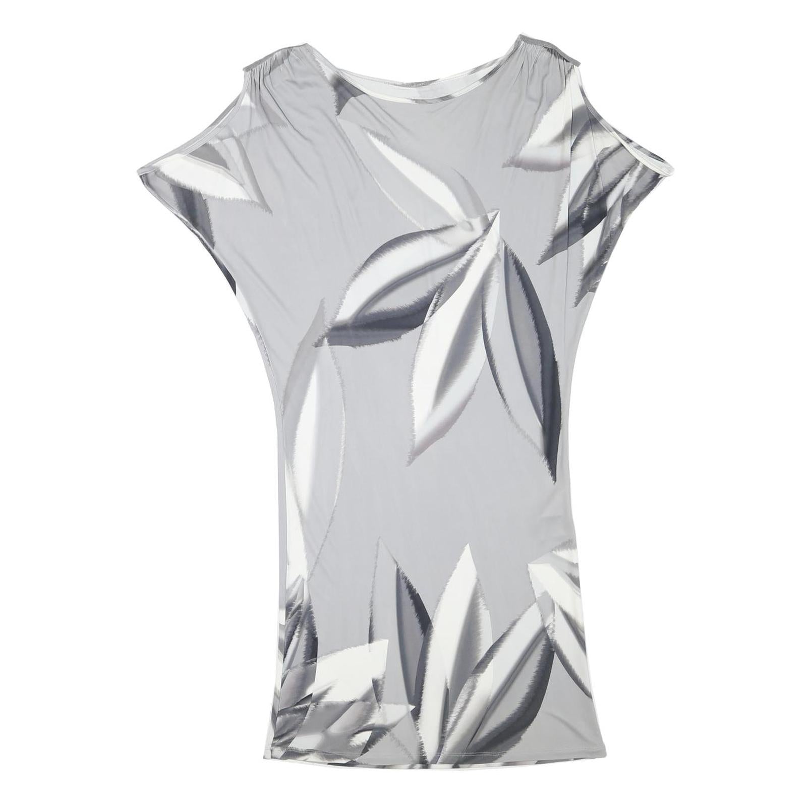 MARC CAIN Womens Grey & White Cold Shoulder Shift Dress Polyester Blend L