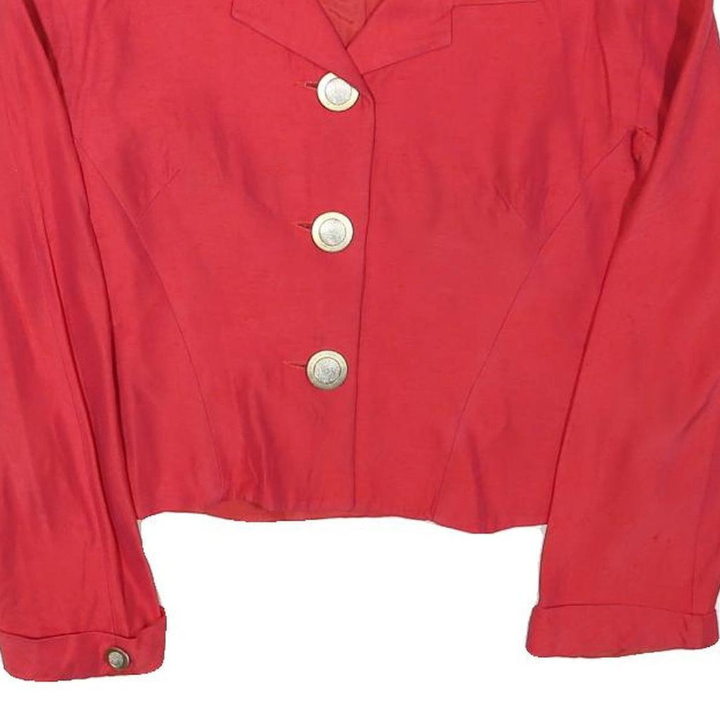 PARIS PREMIER Womens Red Button Jacket XS Linen Blend Plain Classic Cropped