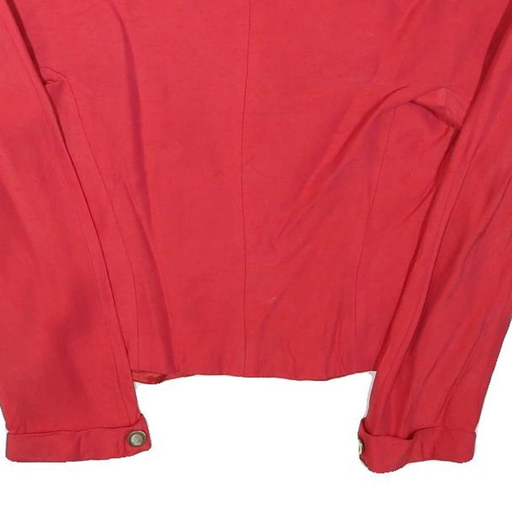 PARIS PREMIER Womens Red Button Jacket XS Linen Blend Plain Classic Cropped