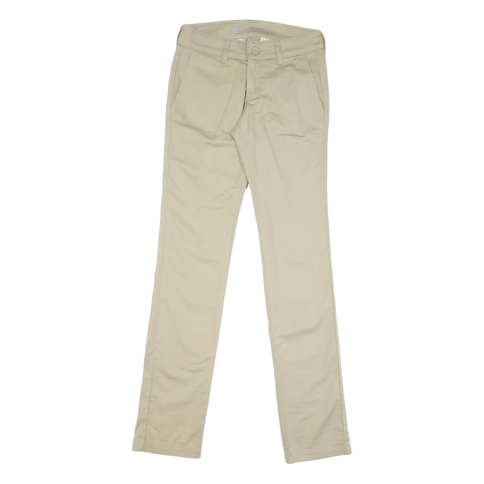 DICKIES Womens Beige Regular Fit Straight Trousers W28 L33 Casual Workwear Zip
