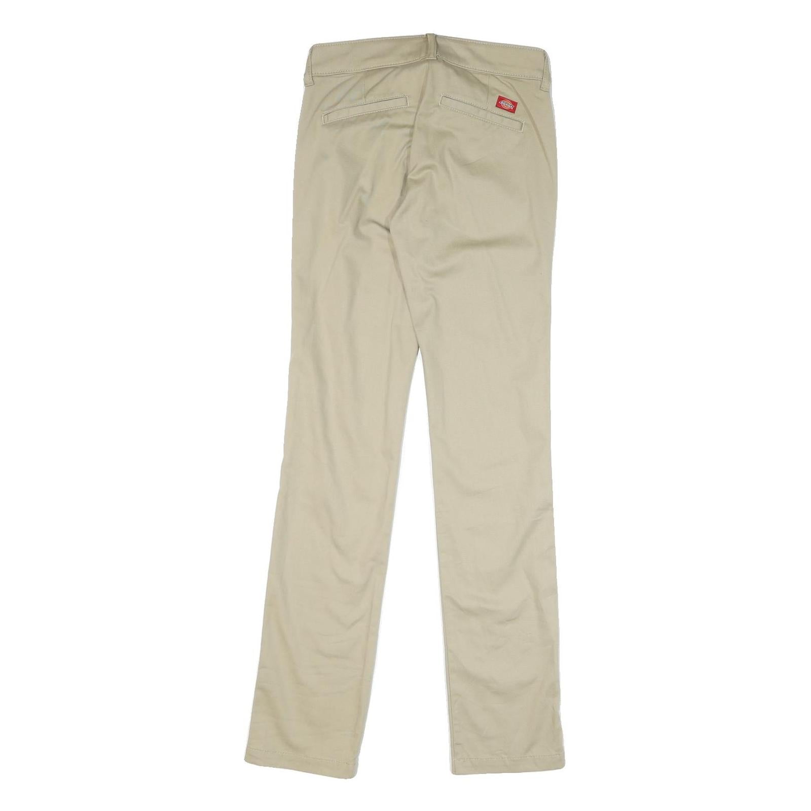 DICKIES Womens Beige Regular Fit Straight Trousers W28 L33 Casual Workwear Zip