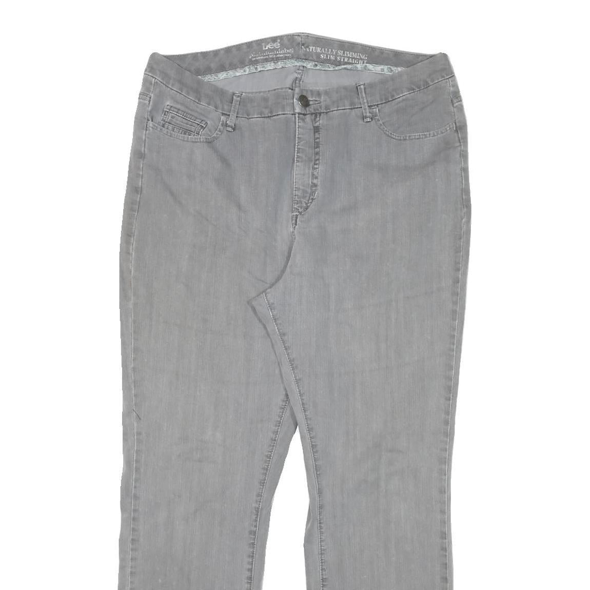 LEE Womens Regular Grey Denim Straight Jeans Cotton Blend W34 L28 Classic Zip