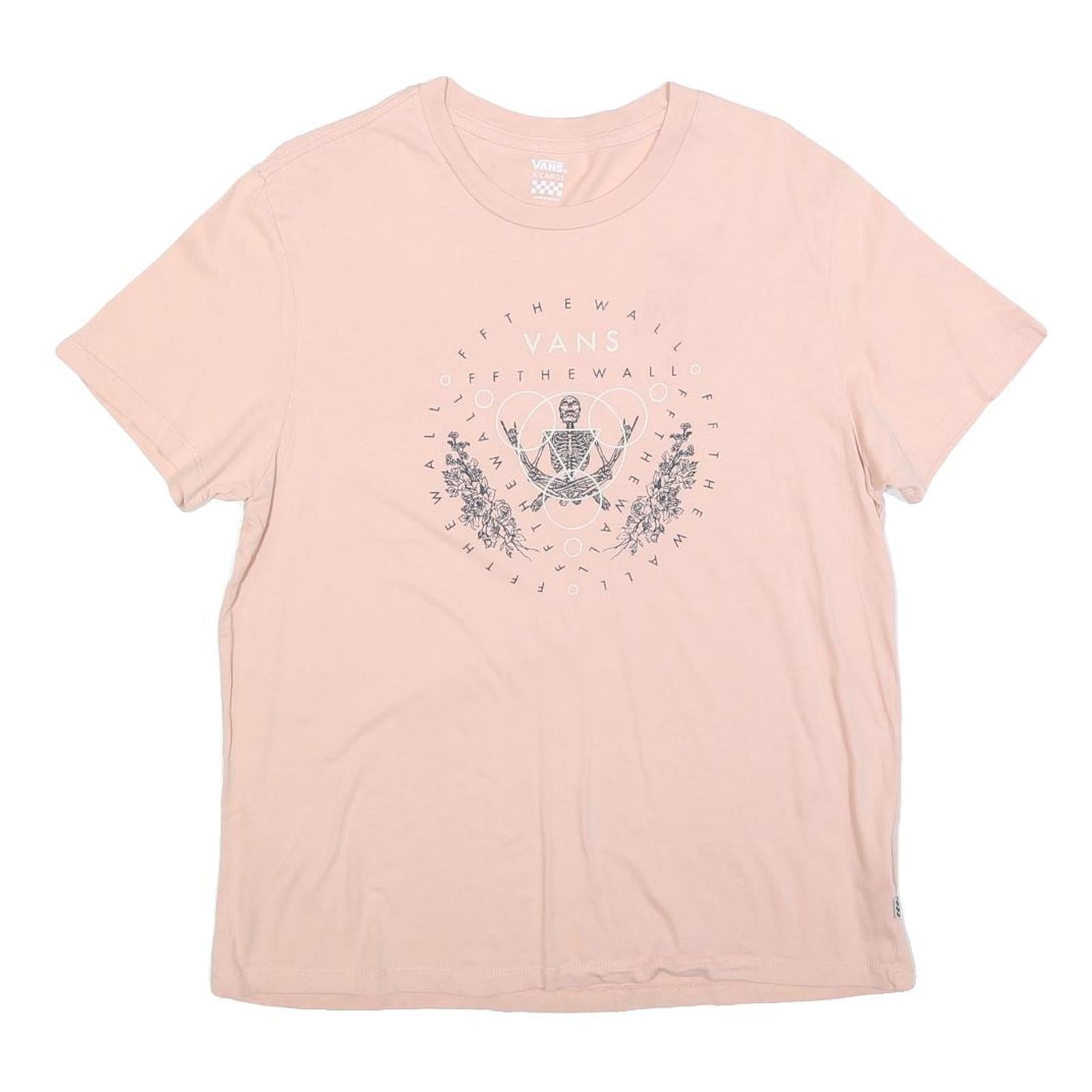 VANS Womens Pink Graphic T-Shirt XL Short Sleeve Crew Neck Cotton Blend