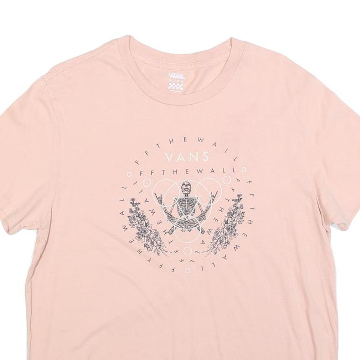 VANS Womens Pink Graphic T-Shirt XL Short Sleeve Crew Neck Cotton Blend