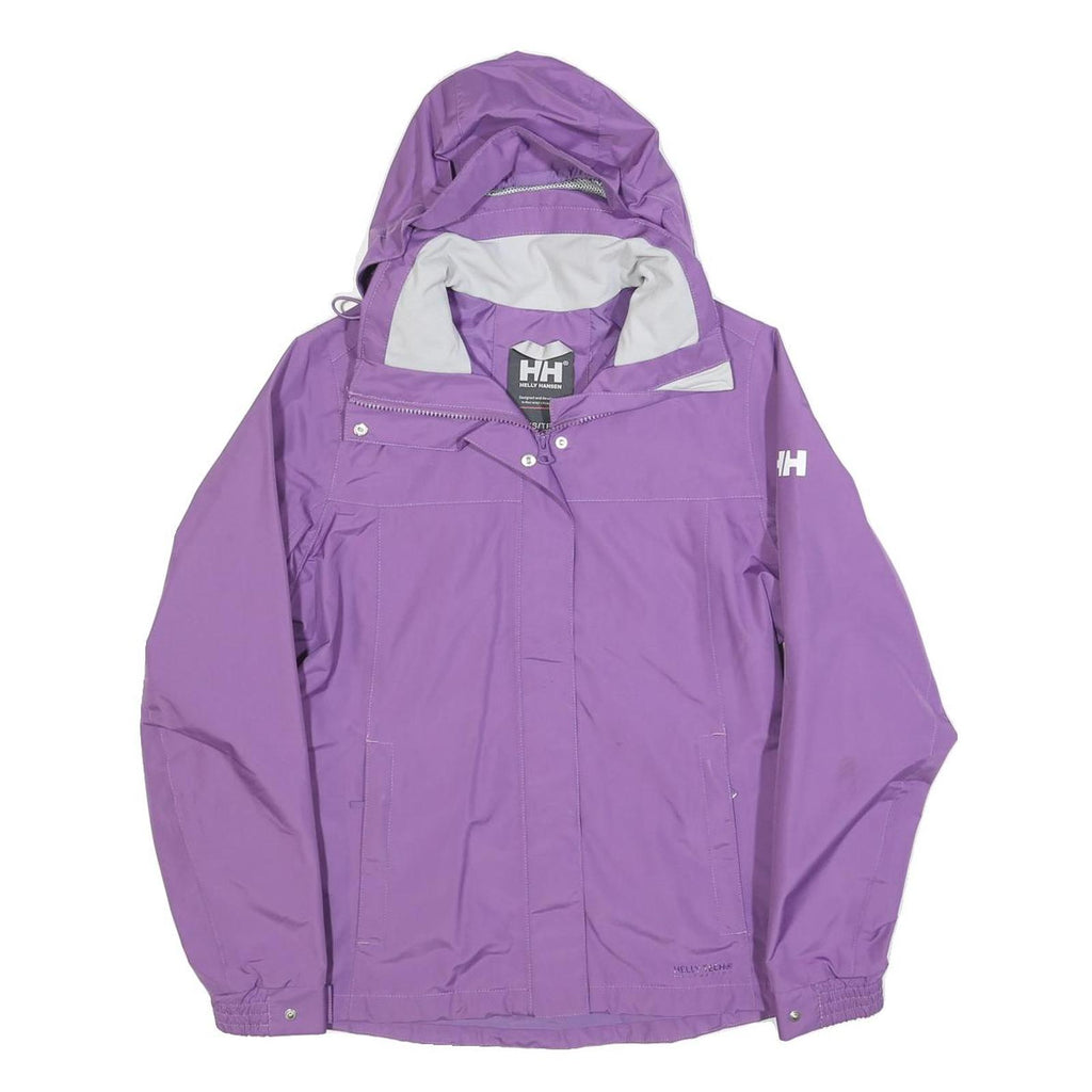 HELLY HANSEN Womens Purple Jacket XS Polyester Blend Outdoor Zip Hooded Plain