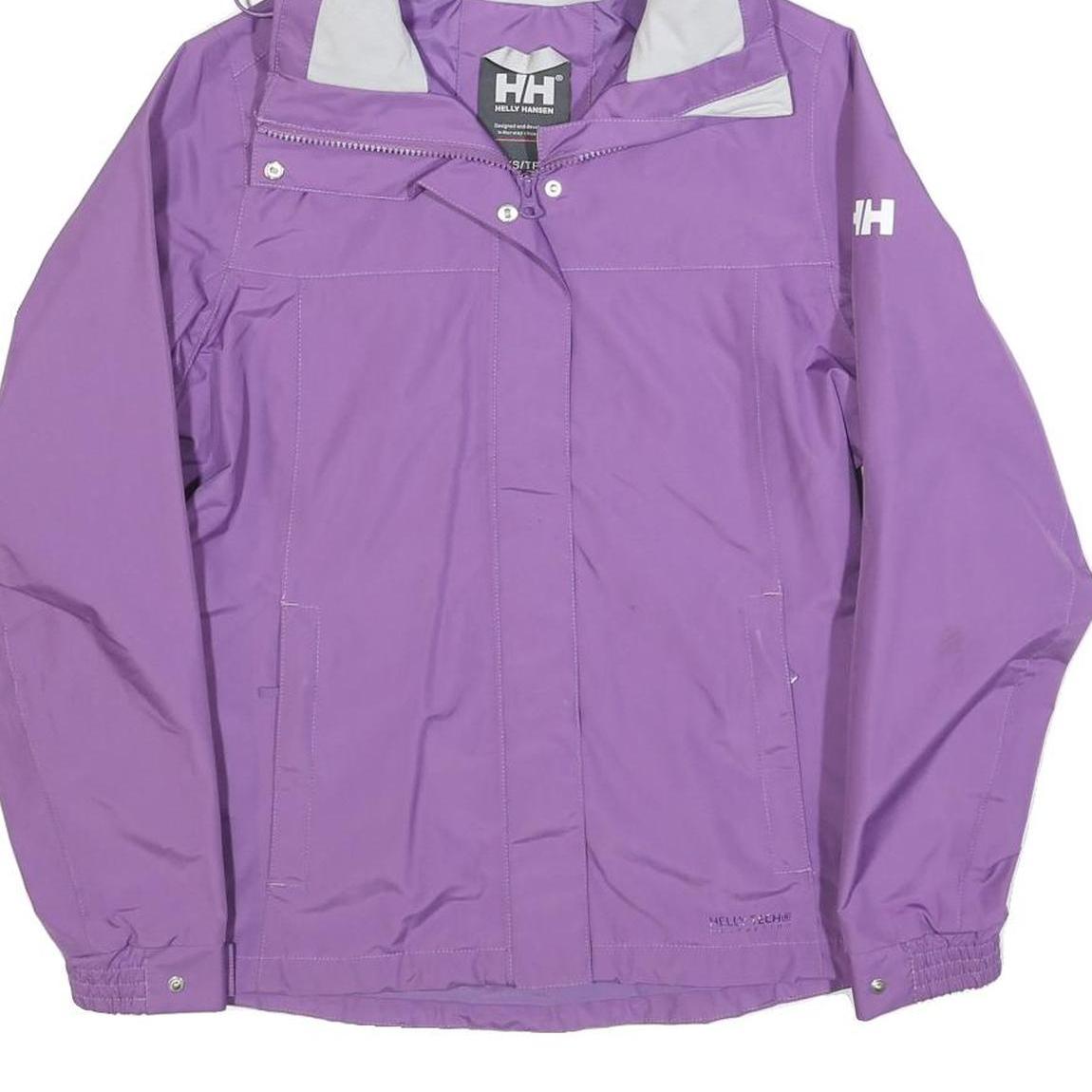 HELLY HANSEN Womens Purple Jacket XS Polyester Blend Outdoor Zip Hooded Plain