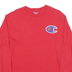 CHAMPION Mens Red Graphic T-Shirt M Long Sleeve Crew Neck Athletic Cotton