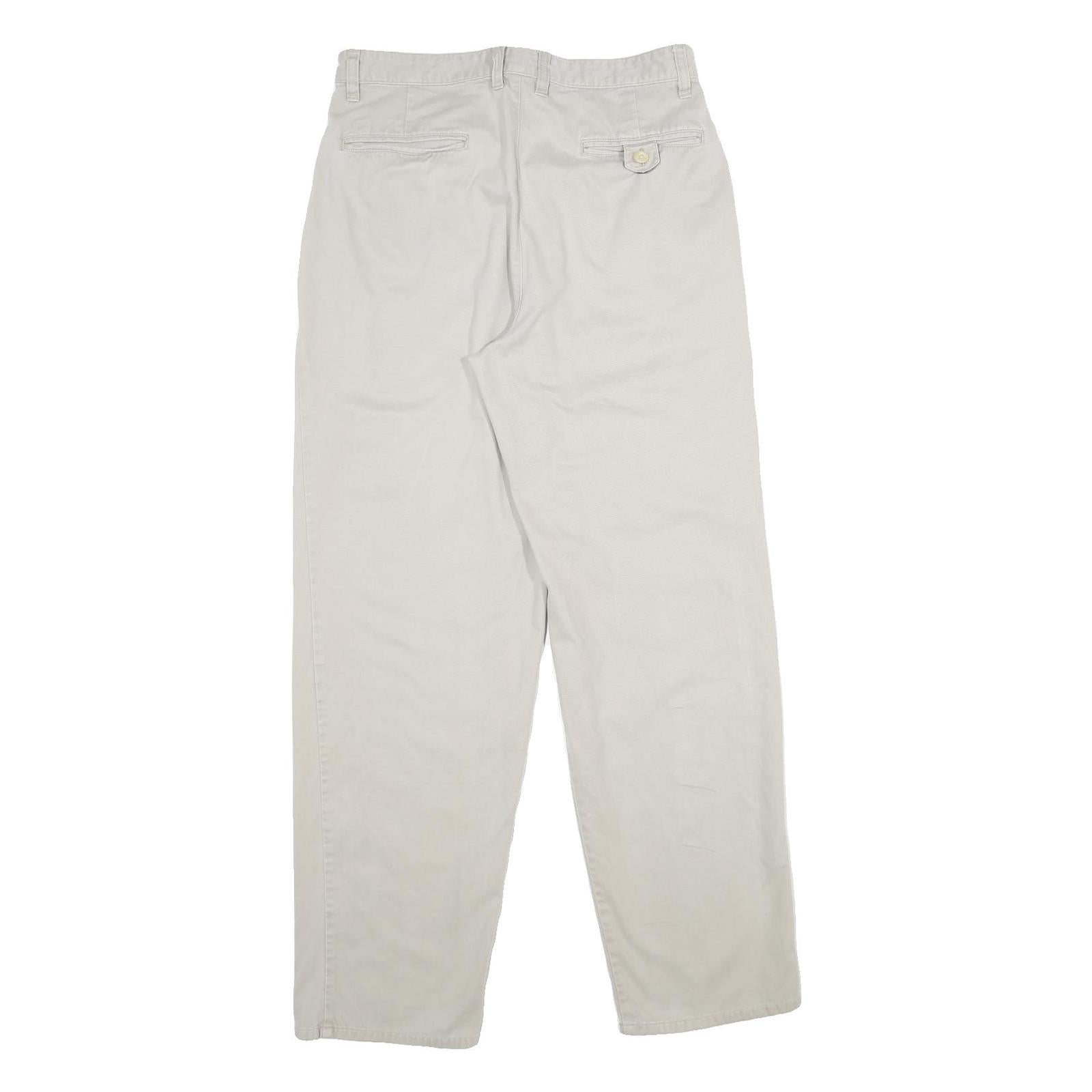 TOMMY HILFIGER Mens Cotton Beige Classic Straight Trousers W31 L32 Casual Zip