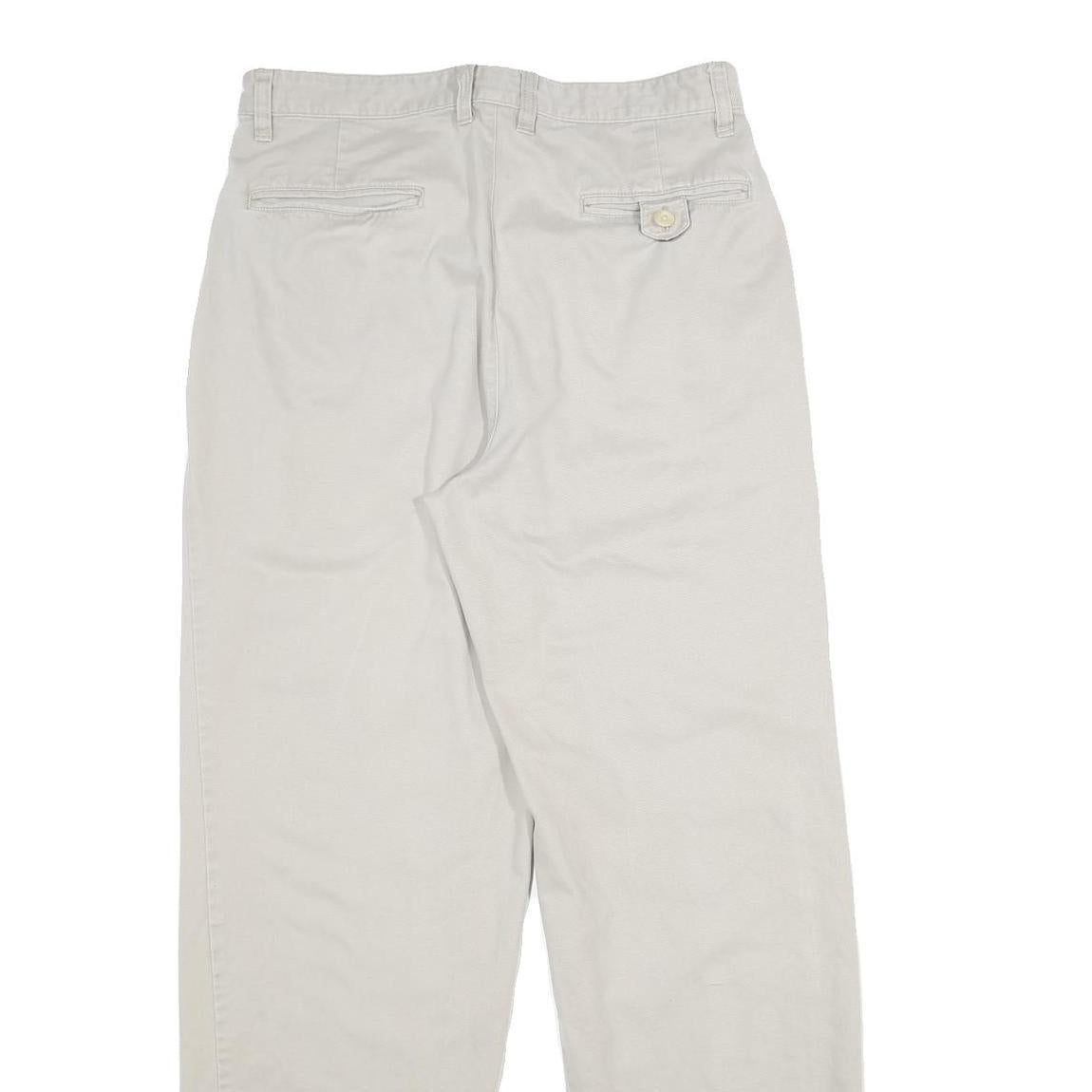 TOMMY HILFIGER Mens Cotton Beige Classic Straight Trousers W31 L32 Casual Zip