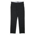 TOMMY HILFIGER Mens Cotton Blend Black Regular Leg Trousers W36 L34 Classic Zip