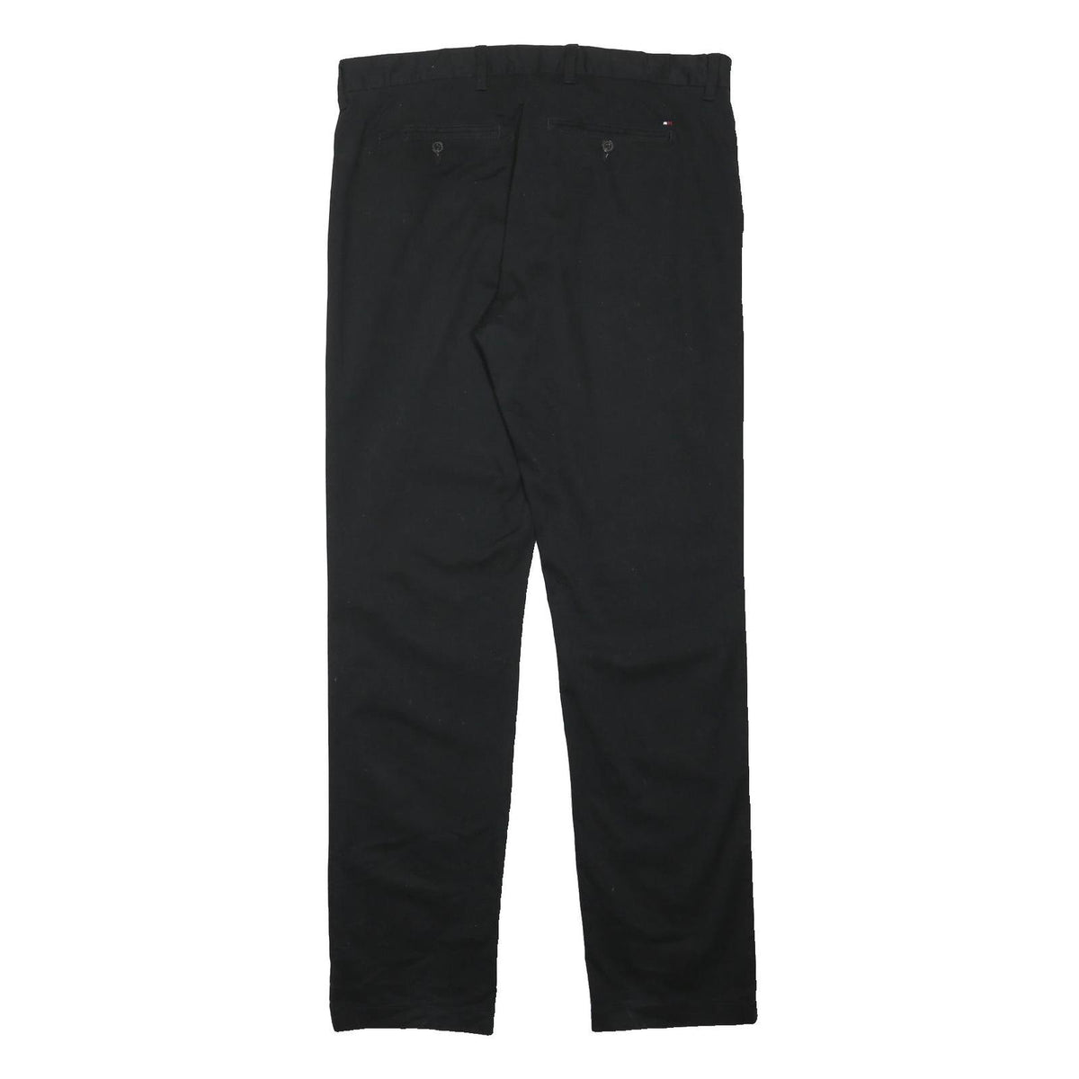 TOMMY HILFIGER Mens Cotton Blend Black Regular Leg Trousers W36 L34 Classic Zip