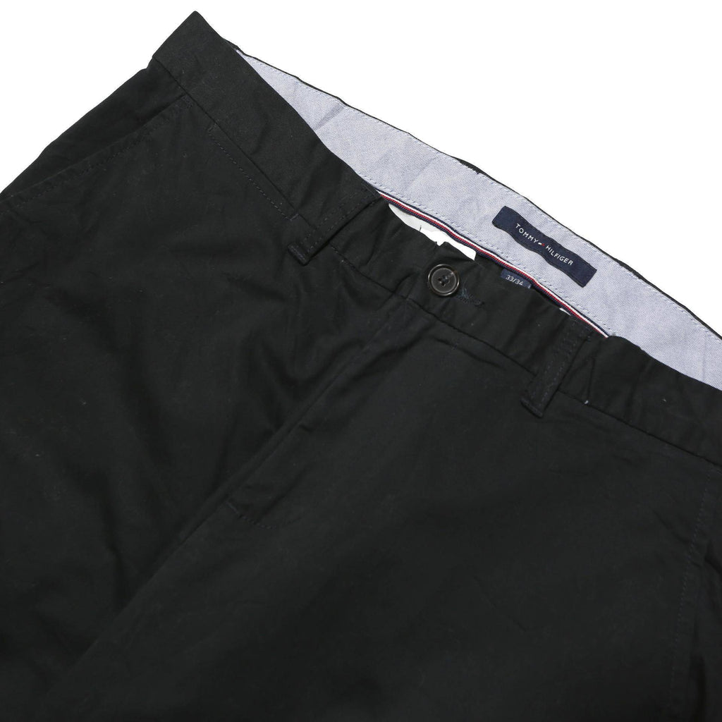TOMMY HILFIGER Mens Cotton Blend Black Regular Leg Trousers W36 L34 Classic Zip