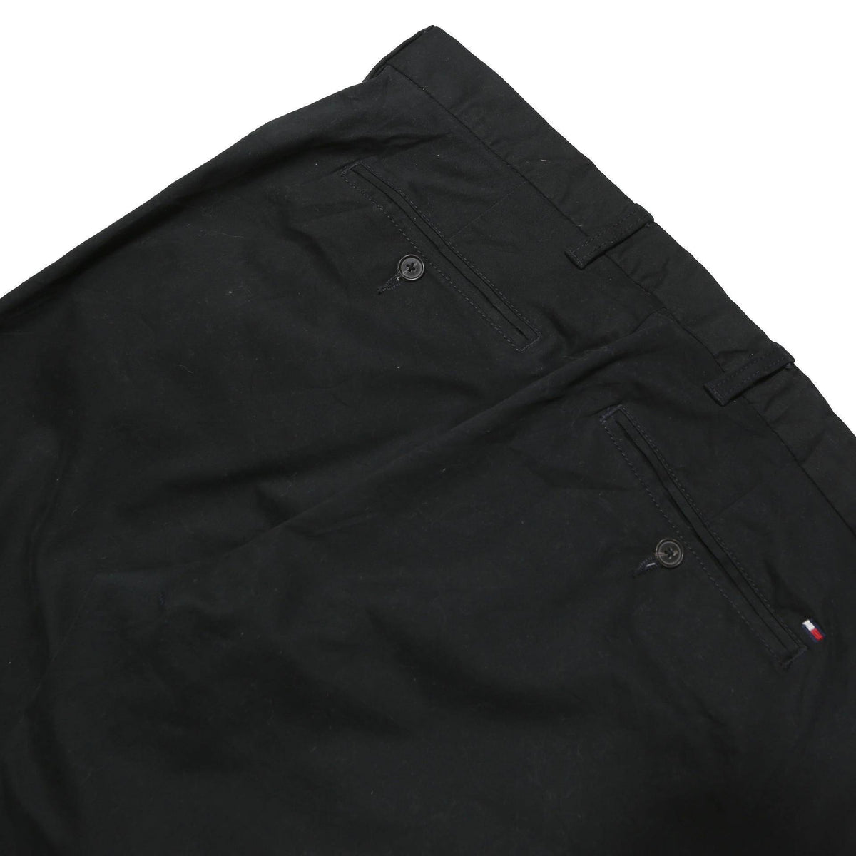 TOMMY HILFIGER Mens Cotton Blend Black Regular Leg Trousers W36 L34 Classic Zip