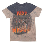 KISS Mens Black & Beige Band Graphic T-Shirt S Short Sleeve Crew Neck Vintage