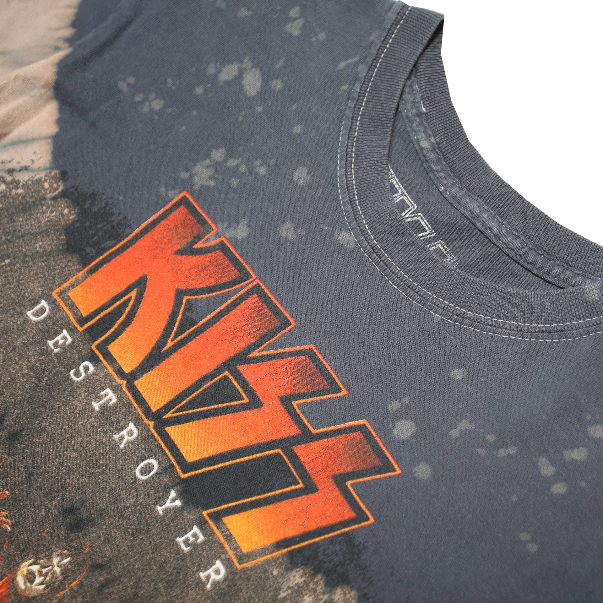 KISS Mens Black & Beige Band Graphic T-Shirt S Short Sleeve Crew Neck Vintage