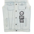 NNIM Mens Blue Denim Sleeveless Patchwork Cotton M Jacket Distressed