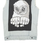 NNIM Mens Blue Denim Sleeveless Patchwork Cotton M Jacket Distressed