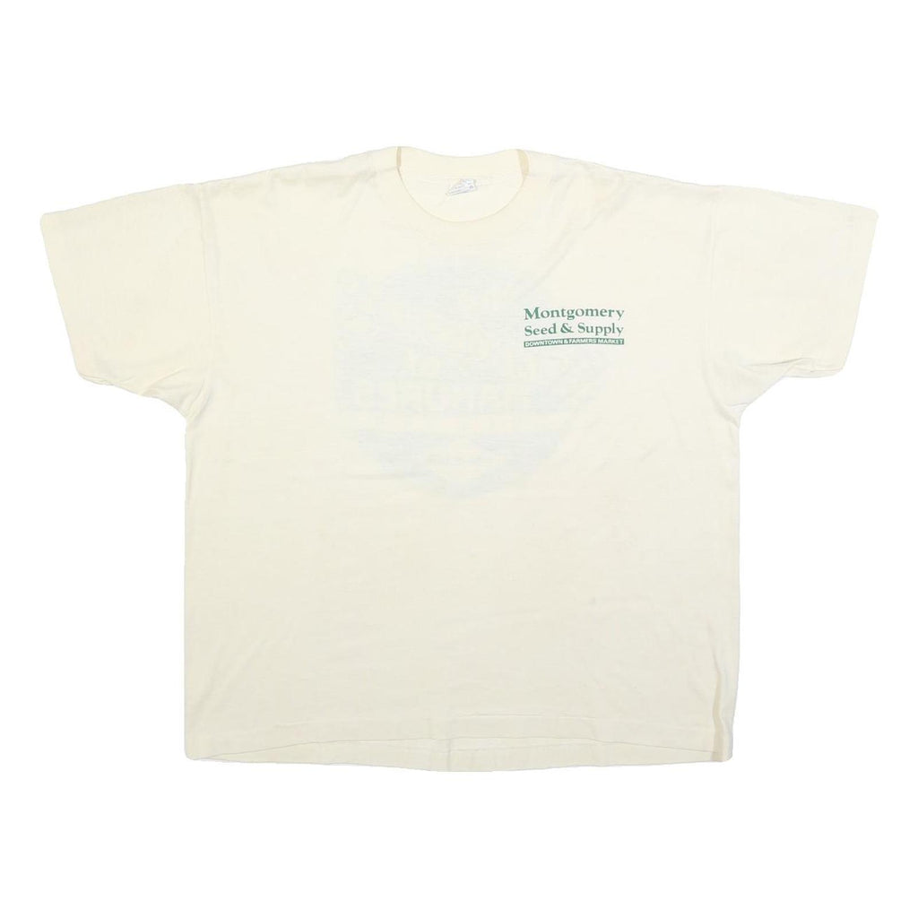 TEEJAYS Womens Cream Green Graphic T-Shirt XL Short Sleeve Crew Neck