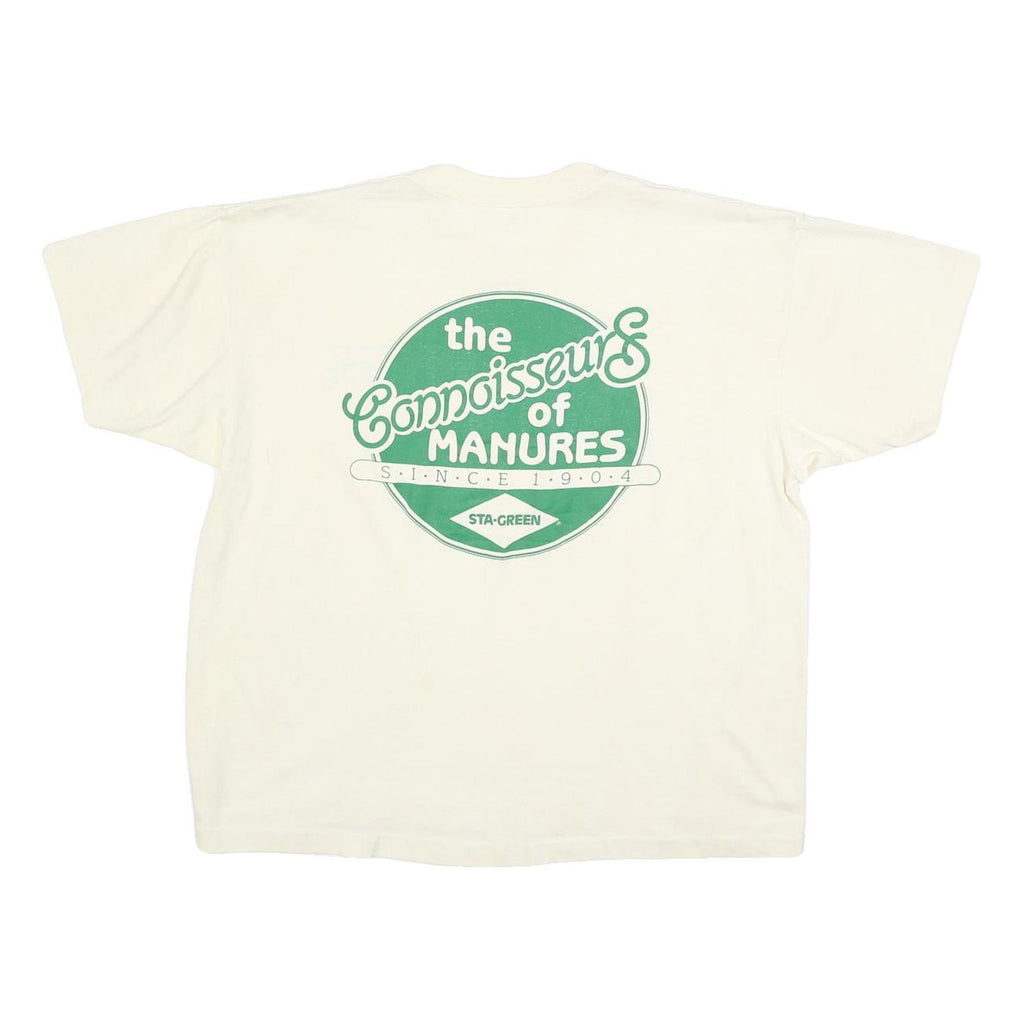 TEEJAYS Womens Cream Green Graphic T-Shirt XL Short Sleeve Crew Neck