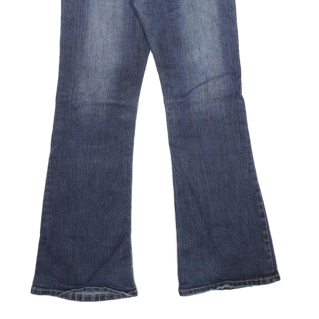 SOUTH POLE Womens Blue Relaxed Wide-Leg Denim Jeans W28 L30 Embellished Pockets