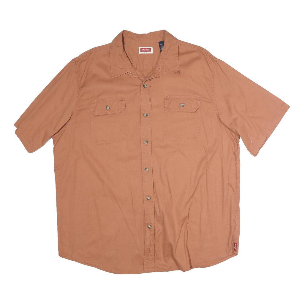 WRANGLER Mens Brown Short Sleeve Shirt XL Cotton Casual Summer Workwear