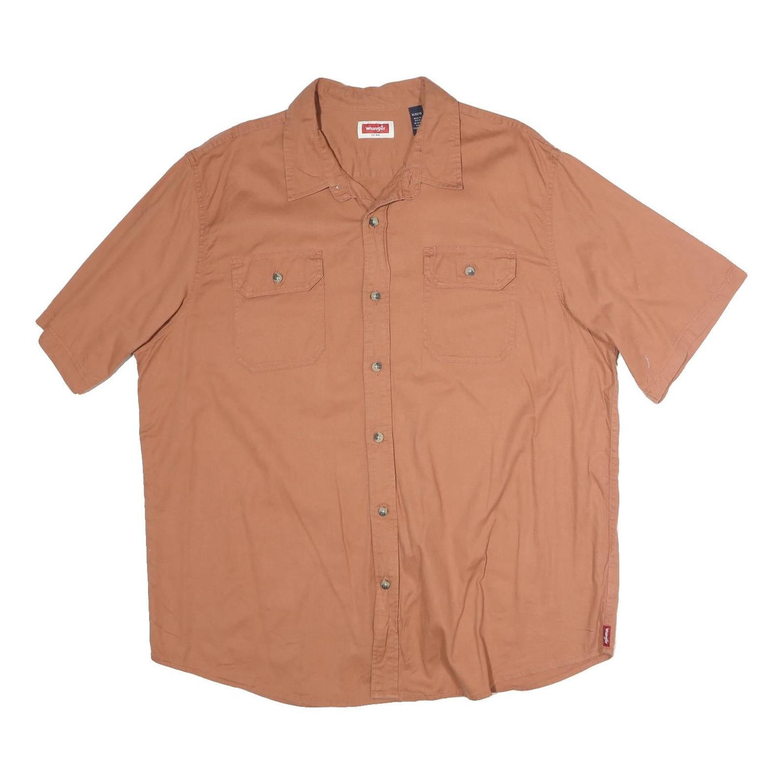 WRANGLER Mens Brown Short Sleeve Shirt XL Cotton Casual Summer Workwear