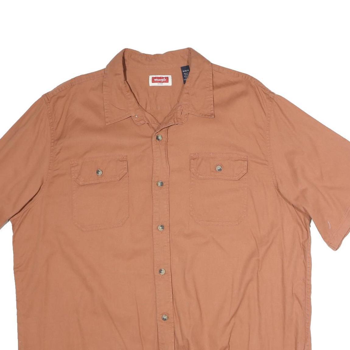 WRANGLER Mens Brown Short Sleeve Shirt XL Cotton Casual Summer Workwear