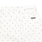 CALVIN KLEIN Womens White Cotton Blend Mini Denim Skirt XS Logo Print