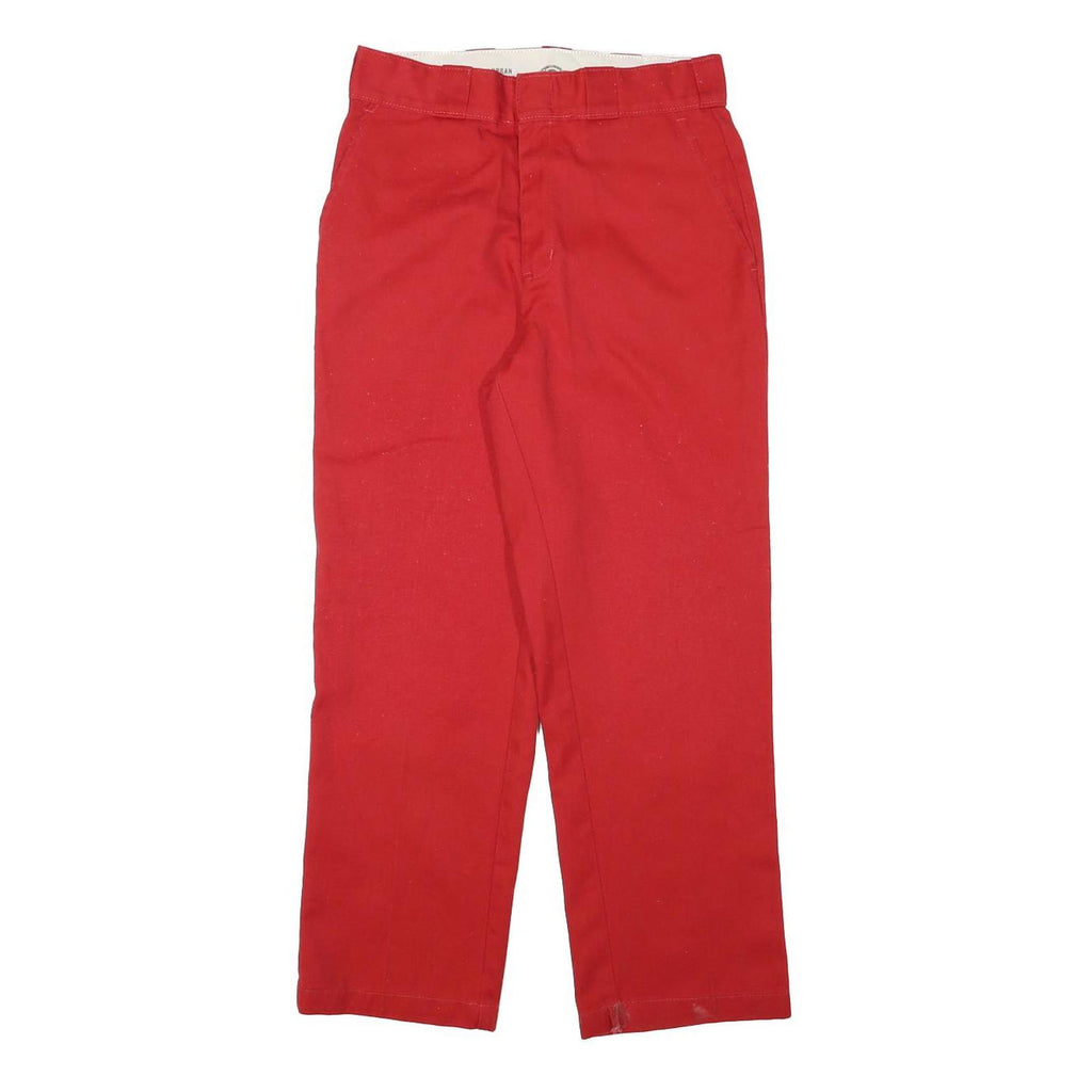 DICKIES Womens Cotton Blend Red Regular Fit Straight Leg Trousers W28 L26
