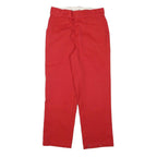 DICKIES Womens Cotton Blend Red Regular Fit Straight Leg Trousers W28 L26