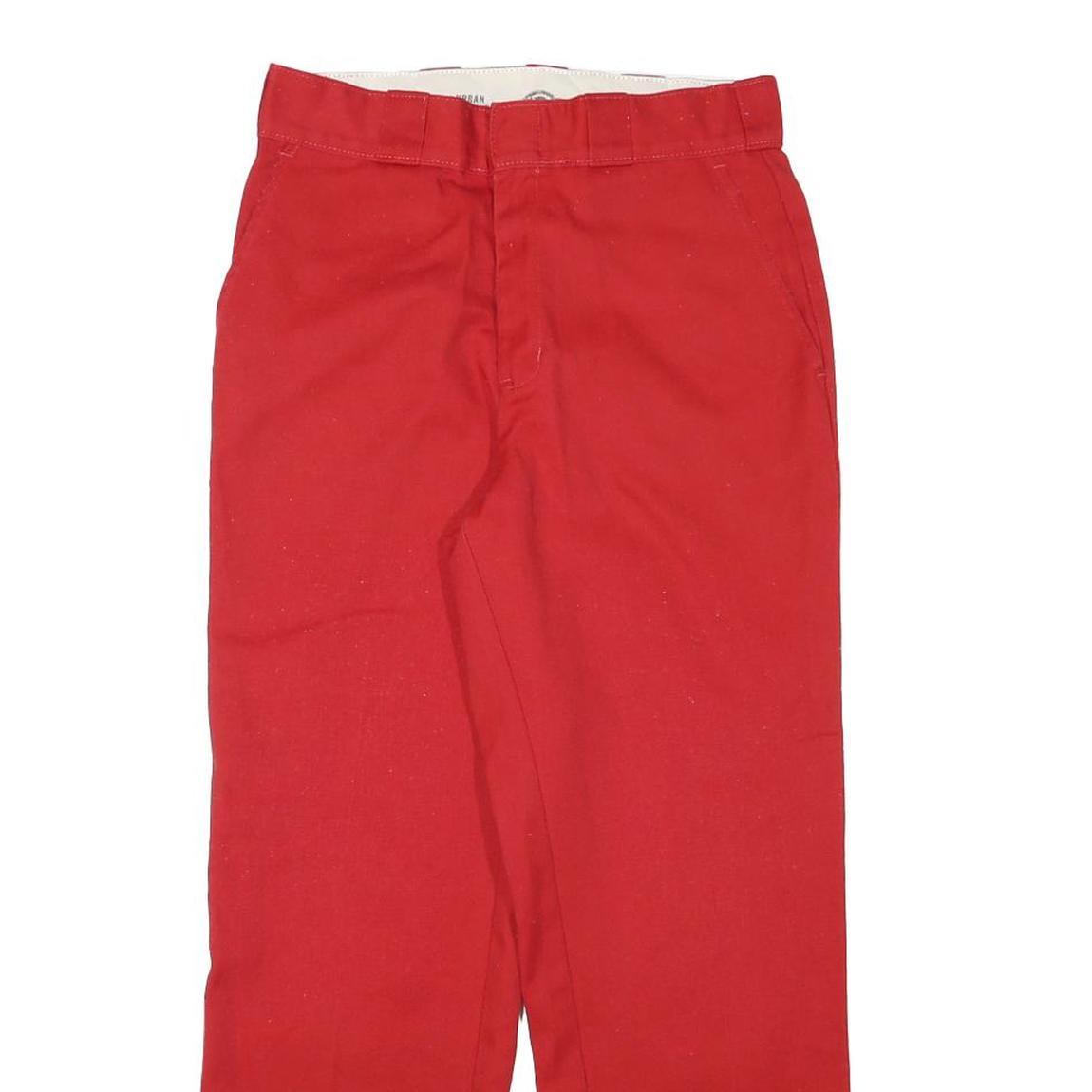DICKIES Womens Cotton Blend Red Regular Fit Straight Leg Trousers W28 L26