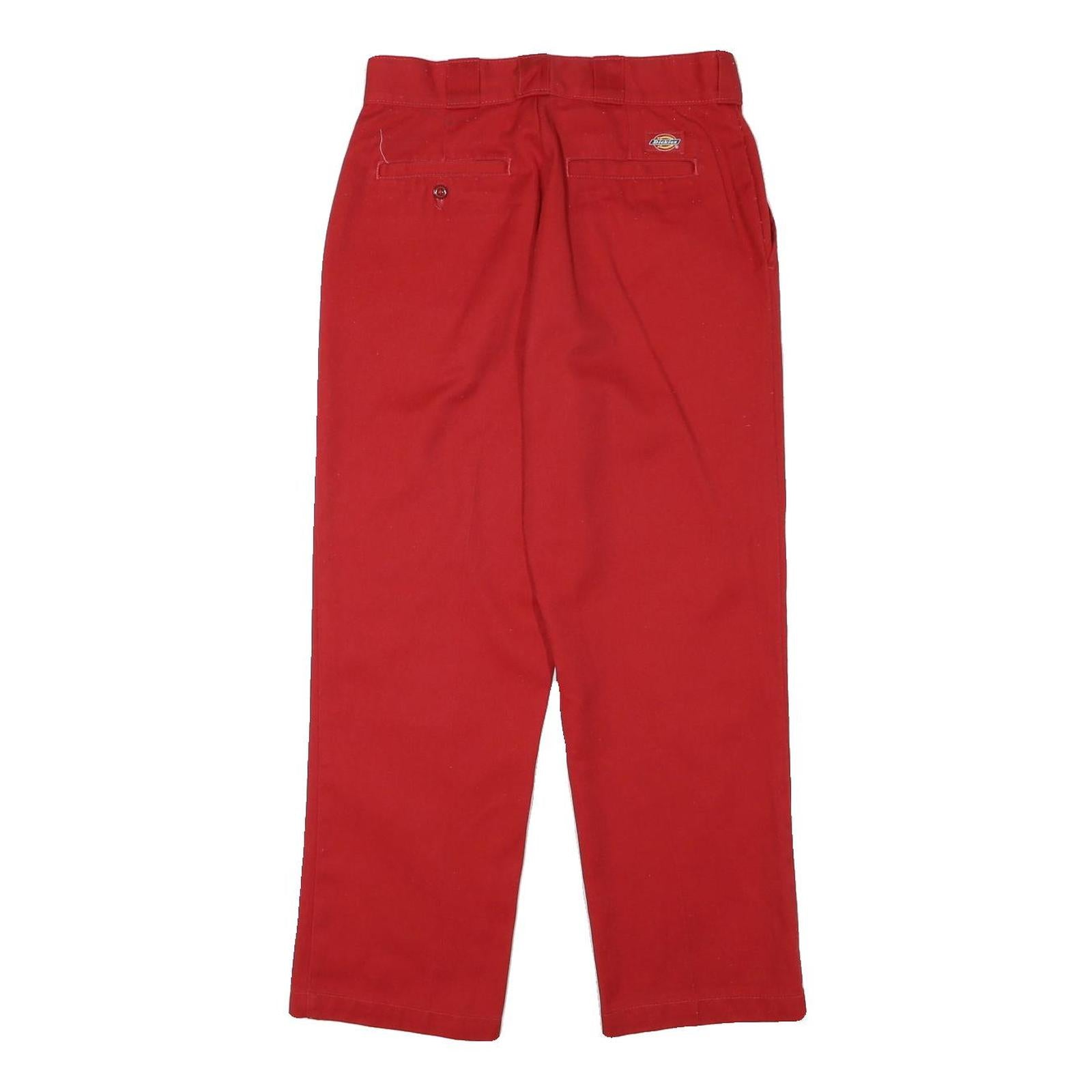 DICKIES Womens Cotton Blend Red Regular Fit Straight Leg Trousers W28 L26