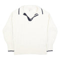 JOULES Womens White Navy Cable Knit Rugby Collar Cotton Blend Jumper UK 14