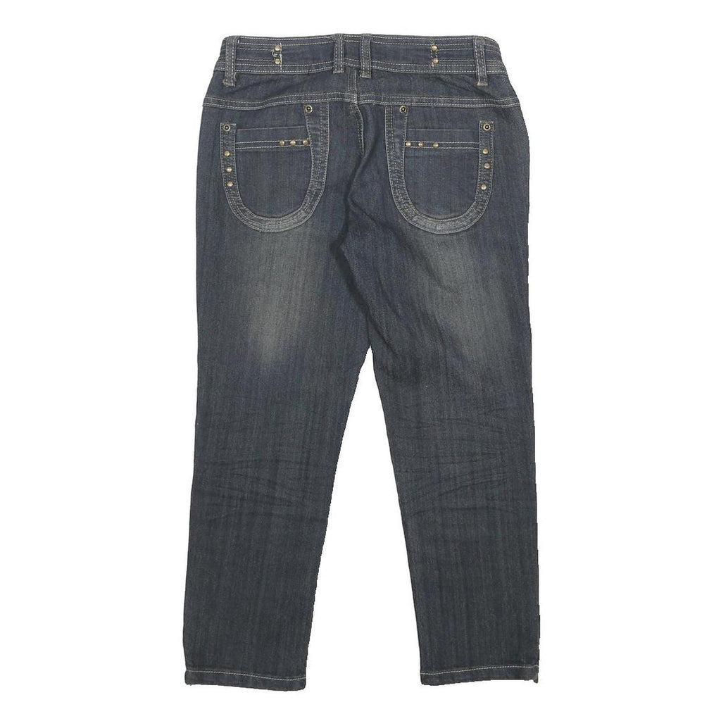 INSTANT VINTAGE Womens Regular Denim Jeans Dark Blue W26 L21 Zip Pockets
