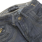 INSTANT VINTAGE Womens Regular Denim Jeans Dark Blue W26 L21 Zip Pockets