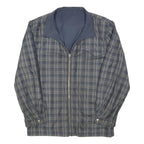 LACOSTE Mens Blue Grey Check Jacket L Polyester Blend Zip Casual Regular Fit