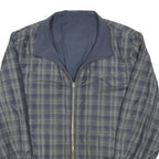 LACOSTE Mens Blue Grey Check Jacket L Polyester Blend Zip Casual Regular Fit