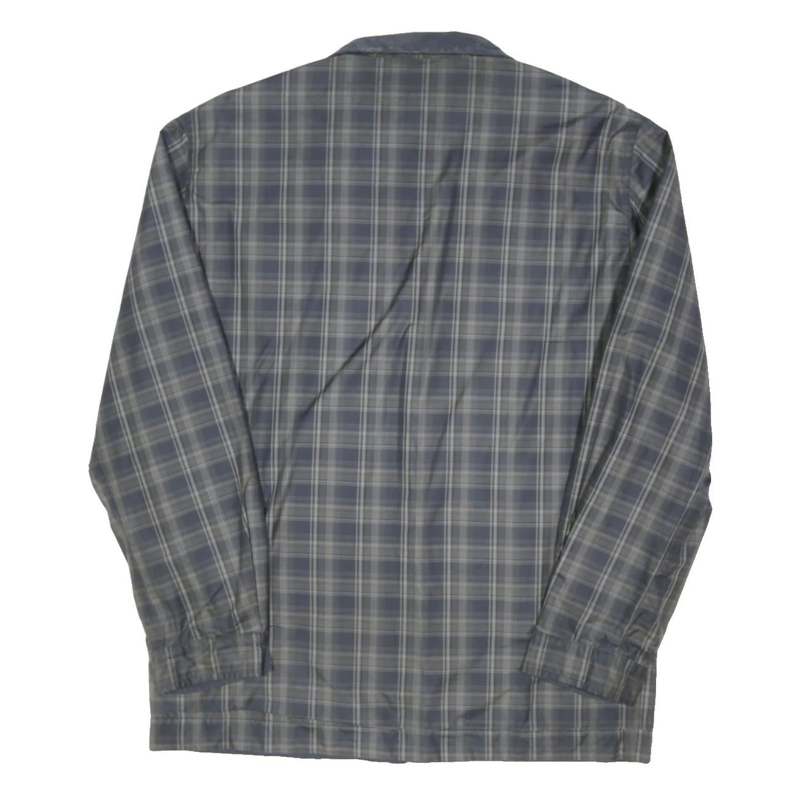 LACOSTE Mens Blue Grey Check Jacket L Polyester Blend Zip Casual Regular Fit