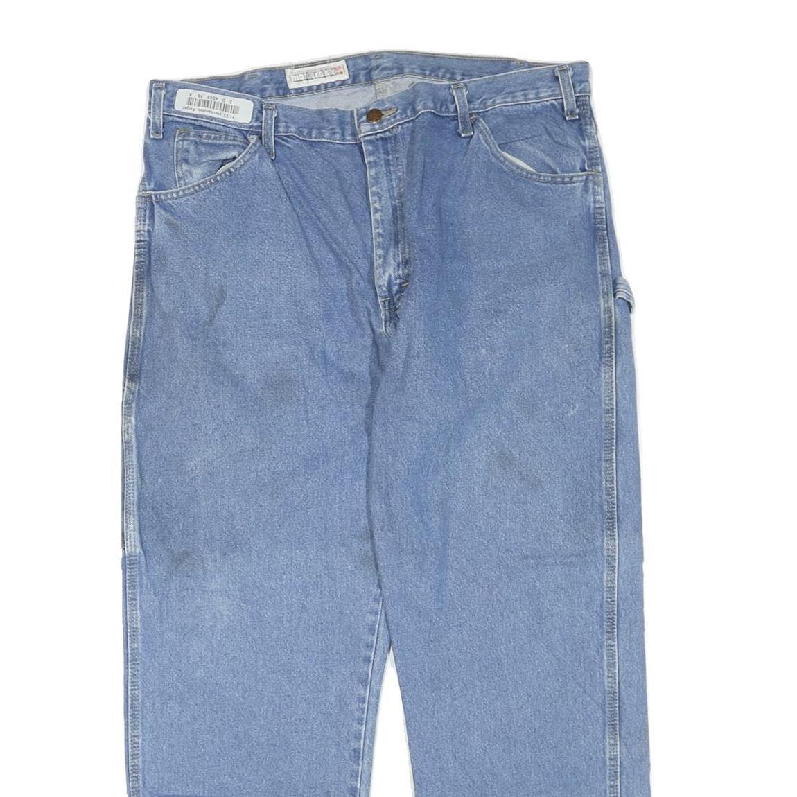 DICKIES Mens Jeans Blue Regular Straight Denim Medium W38 L30 Workwear Zip