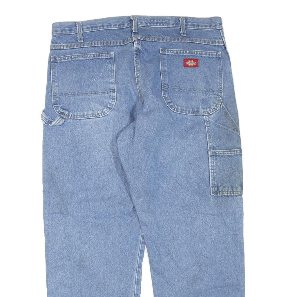 DICKIES Mens Jeans Blue Regular Straight Denim Medium W38 L30 Workwear Zip