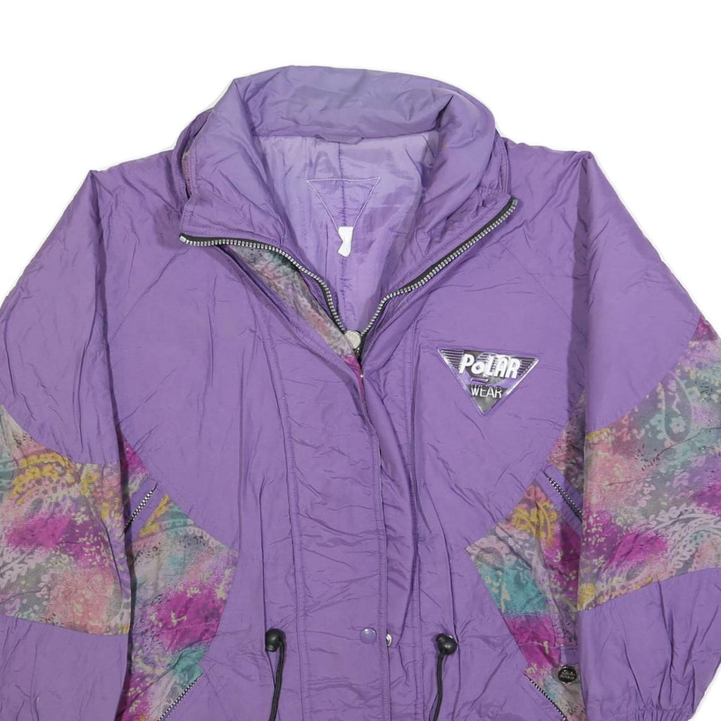 POLAR WEAR Womens Purple & Multicolour Patterned Lightweight Jacket L Polyester