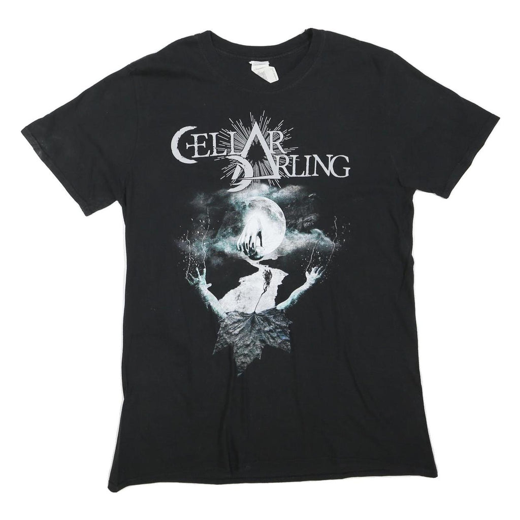 Womens Black Graphic Cellar Darling T-Shirt M Short Sleeve Round Neck Moon