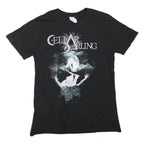 Womens Black Graphic Cellar Darling T-Shirt M Short Sleeve Round Neck Moon