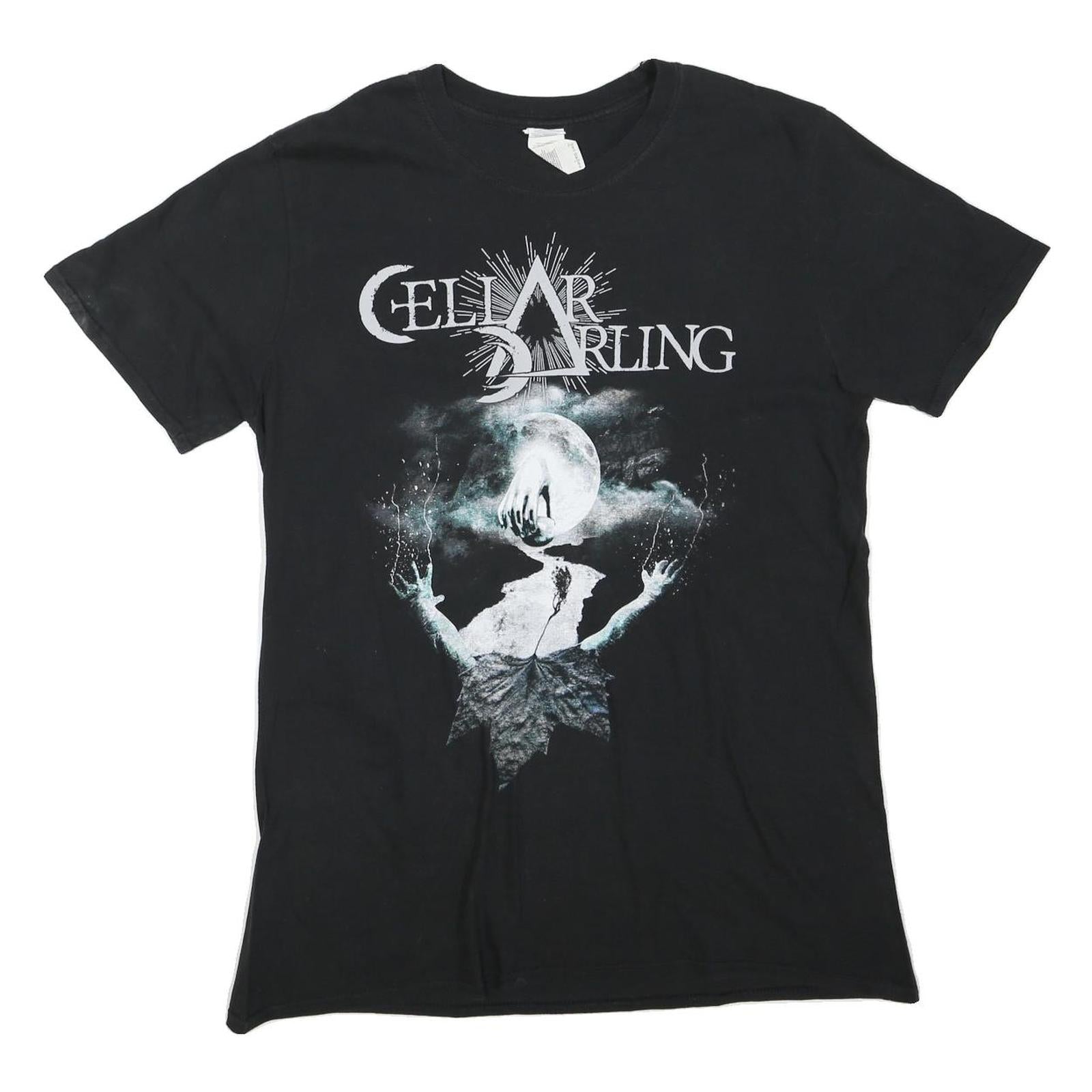 Womens Black Graphic Cellar Darling T-Shirt M Short Sleeve Round Neck Moon